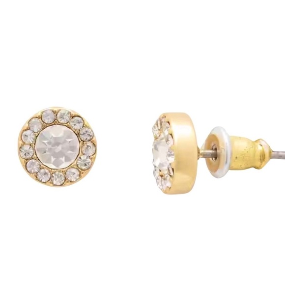 KATE SPADE You're A Gem Pave Halo Gold Stud Earrings - Picture 1 of 6